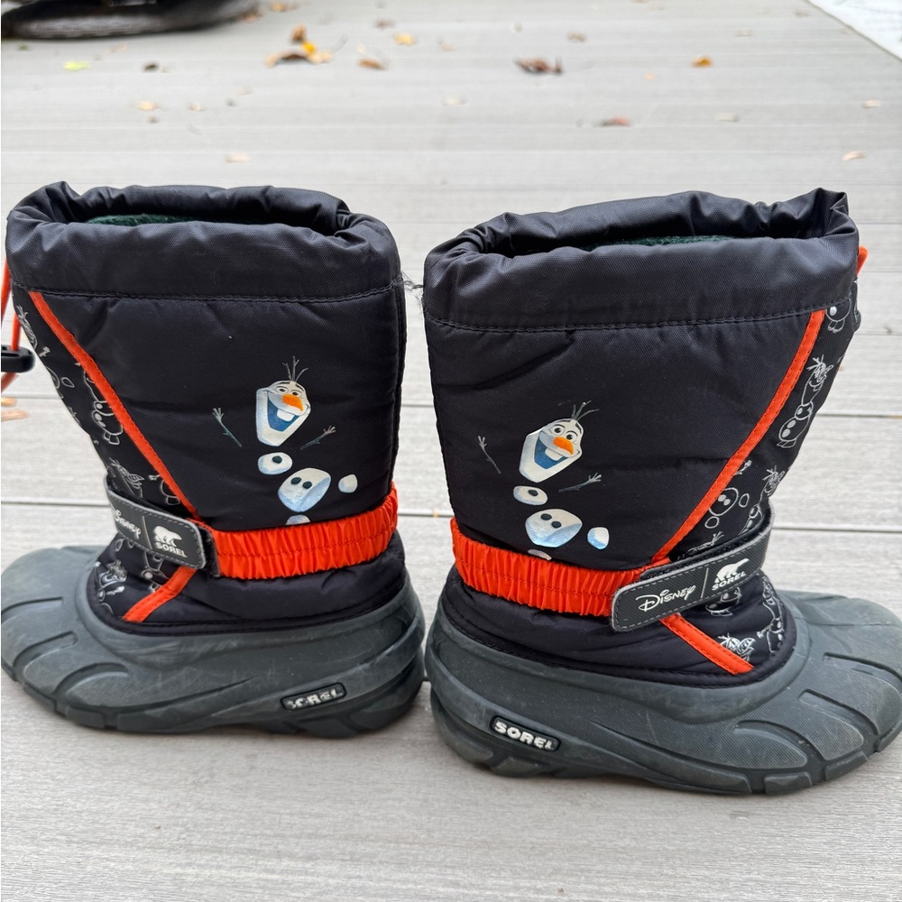 Sorel X Disney Olaf-winter boots-Green Wool Fabric youth 3